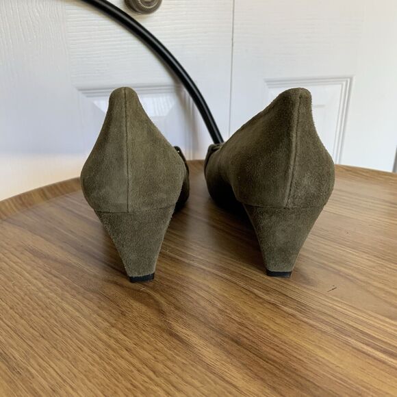 fs/ny French Sole Zeppa Green Suede Leather Wedges Shoes Size 7 - Picture 3 of 13